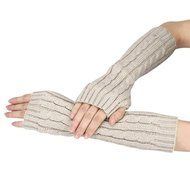 Long Fingerless Gloves,Morecome Winter Wrist Arm Hand Warmer Knitted Mitten (Black) N24