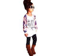 PHOTNO 1Set Toddler Baby Girl Long Sleeve Print T-shirt Tops+Pants Outfits Clothes (2-6Y) N11