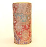 Japanese tea tin Mizunishiki double lid [red] (150g) N3