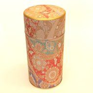 Japanese tea tin Mizunishiki double lid [red] (150g) N4