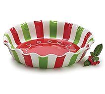 Christmas Red and Green Ceramic Pie Plate