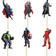 72pcs Avengers hero Superman Captain America Batman Hulk Cupcake Toppers Picks boy Kids birthday party evnent...