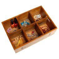French Country Pinewood 6-Compartment Jewelry Organizer / Board Game Storage Box / Tea Holder - MyGift&reg;
