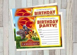 12 LION GUARD Birthday Invitations (12 5x7in Cards, 12 matching white envelopes)