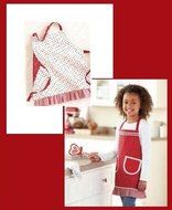 Children&#039;s Red Kitchen Apron Reversible Red Heart Girl&#039;s Kitchen Apron Pretend Play