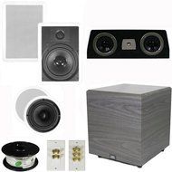 Theater Solutions 5.1 Home Theater 8" and 6.5" Speaker Set with Center, 12" Powered Sub and More TS6C8WC51SET6