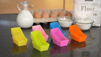 Rectangular Silicone Baking Cups, Pack of 12, Reusable Cupcake Liners for Muffins, Chocolate Molds N7