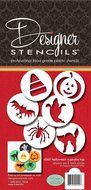 Designer Stencils C065 Halloween Cupcake and Cookie Stencil Set with Cat, Candy Corn, Spider, Ghost, Bat and Pumpkin...