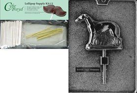 Cybrtrayd &quot;Greyhound Lolly&quot; Dog Chocolate Candy Mold with Lollipop Supply Bundle of 25 Lollipop Sticks, 25 Cello... N2