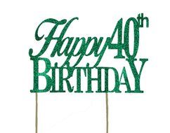 All About Details Green Happy-40th-birthday Cake Topper N2