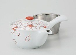 Saikai Pottery Nishiki Cherryblossoms pattern Flat type Kyusu Japanese Teapot with super stainless strainer from...
