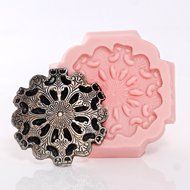 Round Steampunk Medallion Mold Easy To Use Flexible Silicone Food Safe Fondant, Chocolate, Candy, Resin, Polymer...