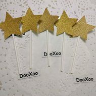 DOOXOO Gold Star Cupcake Toppers Twinkle Little Star Party StarPaper lollipop stick Food Picks Birthday Star Toppers... N3