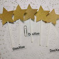 DOOXOO Gold Star Cupcake Toppers Twinkle Little Star Party StarPaper lollipop stick Food Picks Birthday Star Toppers... N4
