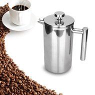 Powilling French Press Coffee Maker - Double Wall Stainless Steel French Coffee Press, 1 Liter N7