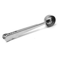 Stainless 1 Cup Ground Coffee Measuring Scoop Spoon with Bag Sealing Clip N5