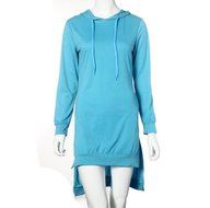 Morecome Women Sweatshirt Dress Double Split Hoodie Pullover Pockets Sweater (XL, Blue) N10