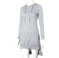 Morecome Women Sweatshirt Dress Double Split Hoodie Pullover Pockets Sweater (XL, Blue) N11