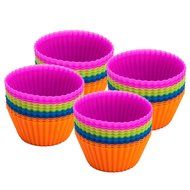 Huji Confetti Festive Colors Reusable Silicone Baking Cups Muffin Cupcake Liners Wraps Molds (24) N6