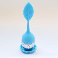GOOTRADES Tea Infuser Leaf Strainer Handle with Steel Ball Silicone Leaf Lid (pack of 2) (Blue) N10