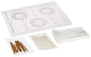 Cybrtrayd 45StK25G-L016 40th Lolly Chocolate Candy Mold with Lollipop Supply Kit, 25 Lollipop Sticks, 25 Cello...