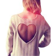 Blouse,BeautyVan Women Heart-Shaped Hollow-Knit Long-Sleeve Sweater Top Blouse (L, White)