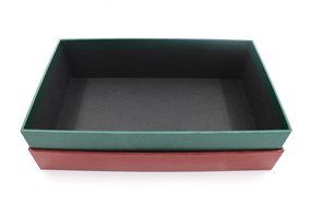 Fancy Gift Box Kit with Lid and Ribbon | Tissue Paper &amp; Tag, Red Canvas Exterior | Complete Gifting Set | Decorative... N11