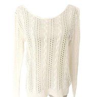 Blouse,BeautyVan Women Heart-Shaped Hollow-Knit Long-Sleeve Sweater Top Blouse (L, White) N2