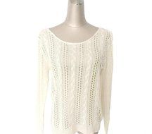 Blouse,BeautyVan Women Heart-Shaped Hollow-Knit Long-Sleeve Sweater Top Blouse (L, White) N3