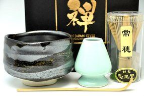 Japanese Mino Yaki ware Matcha Bowl And Tea Ceremony Set Green Tea 11 / 11 / 8cm (4.3 / 4.3 / 3.1inch)[7377] N4