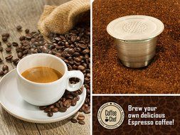 Coffee Chef Barista Set with Refillable Reusable Nespresso Capsule Stainless Steel Metal pod N6