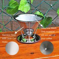 Stainless Steel Coffee Filters , Reusable Coffee Filter with Double Layer Fine Mesh (2-4 cup) N2