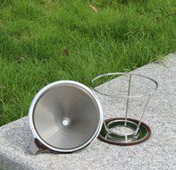 Stainless Steel Coffee Filters , Reusable Coffee Filter with Double Layer Fine Mesh (2-4 cup) N3
