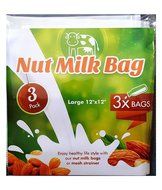 3-Pack Nut Milk Bag [Large 12"x 12"] All Purpose Commercial Grade Strainer - Fine Mesh Nylon Cheesecloth - Organic... N8