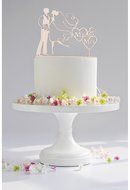 LOVENJOY with Gift Box Mr and Mrs Bride and Groom Silhouette Wedding Cake Topper Rustic Wood (6-inch) N5