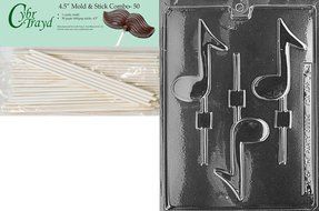 Cybrtrayd J005 Musical Note Lolly Chocolate Candy Mold with Exclusive Cybrtrayd Copyrighted Chocolate Molding... N10