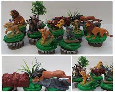 LION KING 11 Piece Birthday CUPCAKE Topper Set Featuring Simba, Nala, Scar, Timon, Zazu, Hyena&#039;s, and Mufasa,... N2