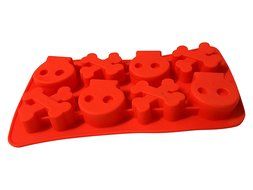 Halloween Skull and Bones Silicone Candy Jello Baking Mold (Red) N16