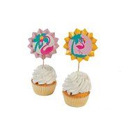 Flamingo Luau Fan Cupcake / Food Picks (25 Pc)