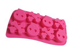 Halloween Skull and Bones Silicone Candy Jello Baking Mold (Red) N20