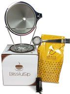 Blissful Sips Pour Over Coffee Filter (Single Cup) &ndash; Stainless Steel Fine Mesh Strainer for Fresh Brewed Coffee... N13