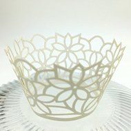 CozyT 50 PACK Flowers Design Cupcake Wrappers Artistic Bake Cake Paper Cups Vine Lace Laser Cut Liner Baking Cup... N2