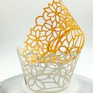 CozyT 50 PACK Flowers Design Cupcake Wrappers Artistic Bake Cake Paper Cups Vine Lace Laser Cut Liner Baking Cup... N3