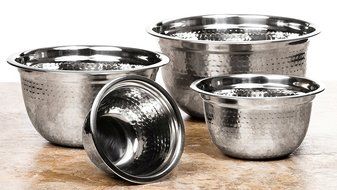 US Shopee LLP 4 Pcs Stainless Steel Mixing Bowls Set - Set of 4 German Mixing Bowls Cookware Set (Hammered) (Stainless... N10