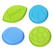 Home Value Colorful Silicone Sports Ball Set" Soccer, Tennis, Baseball, Basketball " Cake Mold, Assorted Colors... N2