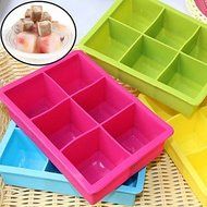 Y&XL&H 6-Cavity Large Silicone Drink Ice Cube Pudding Jelly Soap Mold Mould Tray Tools(Random Color) N3