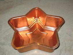 Vintage Coppertone Copper Tone STAR 5 Cup Jell-o Mold / Cake Baking Pan w/ Hanging Loop