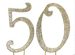 Birthday Crystal Cake Toppers Sparkling Bling Birthday Cake Toppers (50th Birthday Caketop Gold) N3