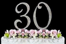Rhinestone Cake Topper Number 30