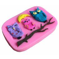 JLHua 3 Owls under Moon Fondant Mould Sugarcraft Cake Baking Decoration Tool Silicone N3
